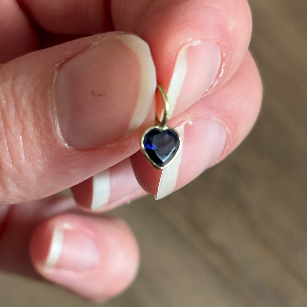 Tiny Iolite and 14k gold Heart Charm